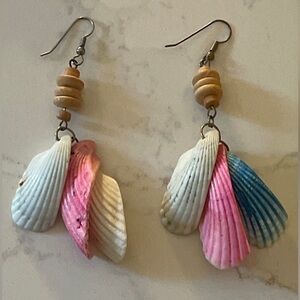 Colorful Shell Dangle Earrings Vintage